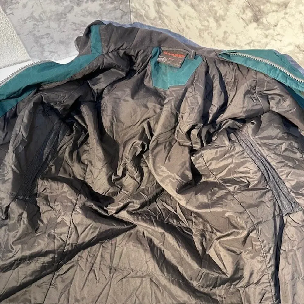 Mammut Rain Jacket Mens Size Medium Green Gray Gore-Tex Crater HS Hooded Zip Up - Picture 8 of 13